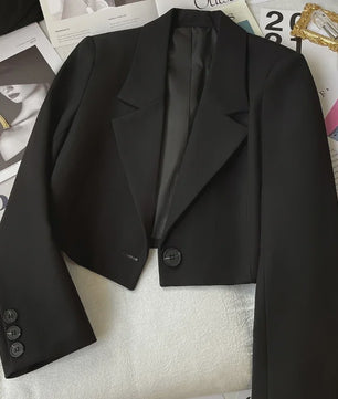 Chique Zwarte Cropped Blazer voor Dames - Trendy en Veelzijdig Jasje