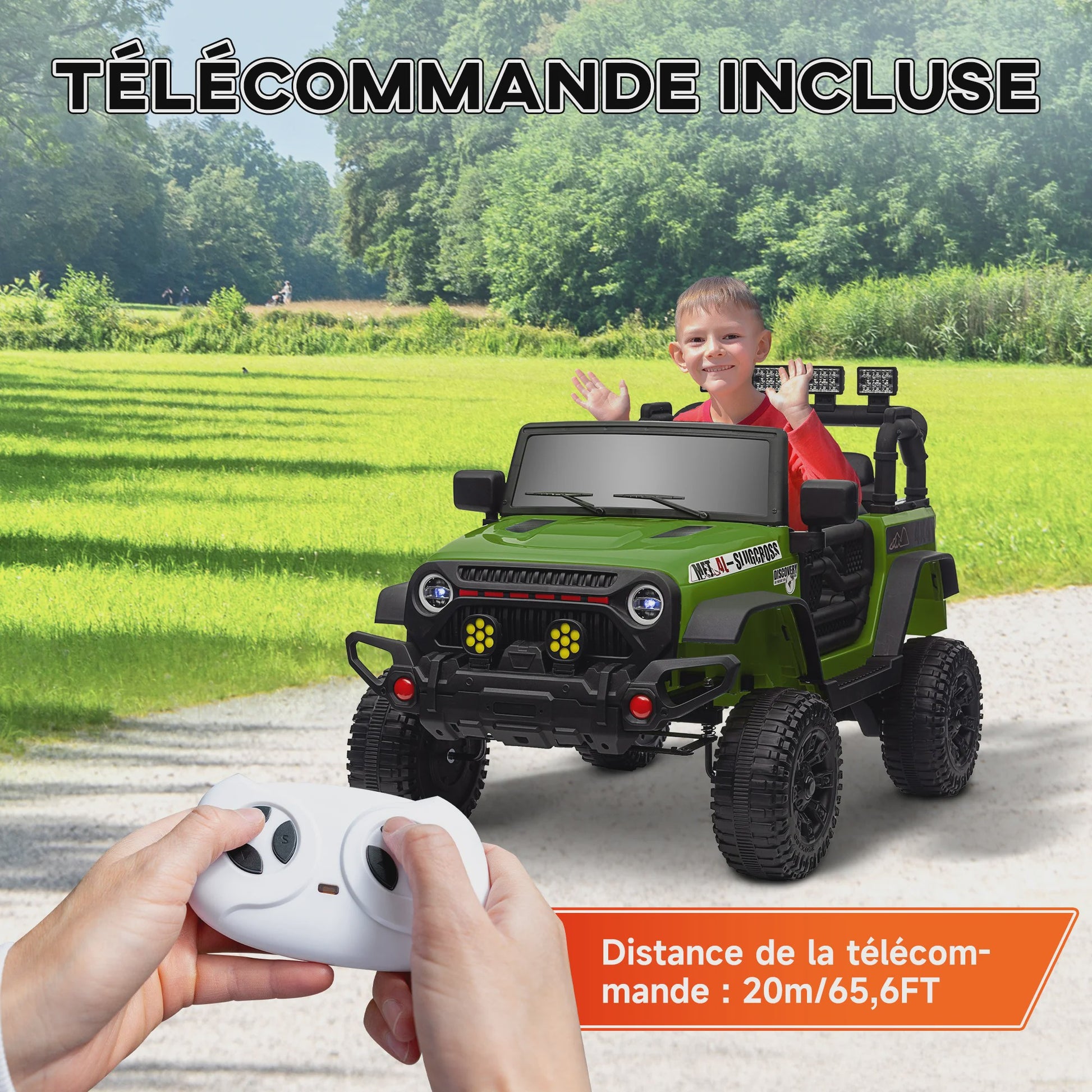 Groene Elektrische Off-road Kinderauto met 2.4 GHz Afstandsbediening en 12V Vermogen
