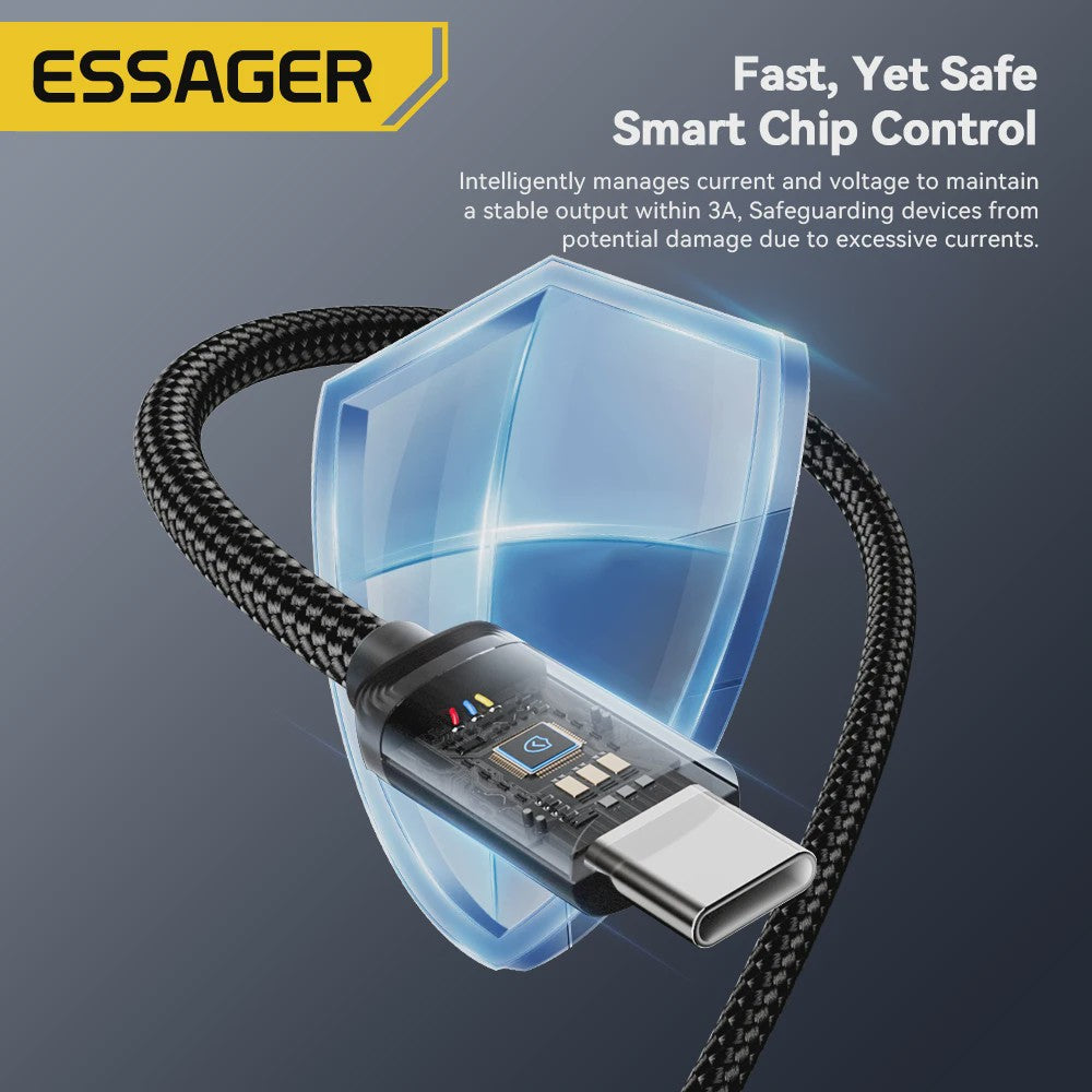 Essager 3A USB-C Laad- en Datakabel - Snel Opladen & Dataoverdracht