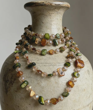 Luxe Dubbellaagse Schelp & Kristal Ketting - Bohemian Seaside Stijl