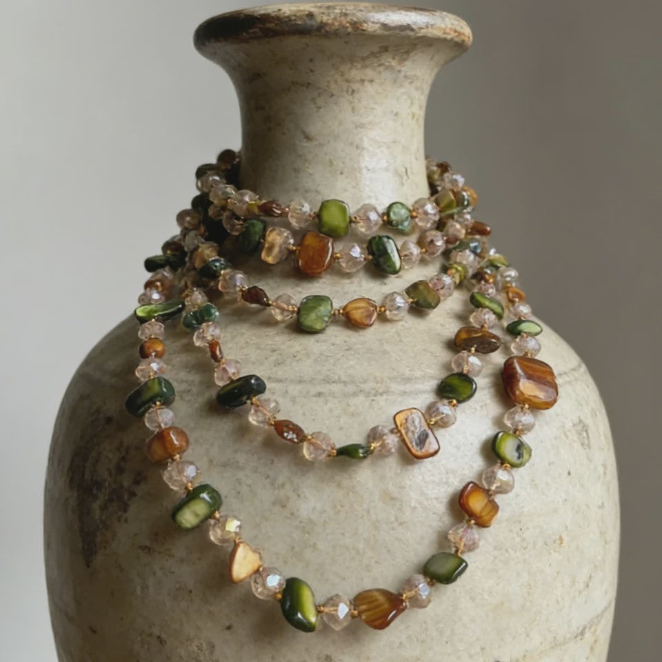 Luxe Dubbellaagse Schelp & Kristal Ketting - Bohemian Seaside Stijl