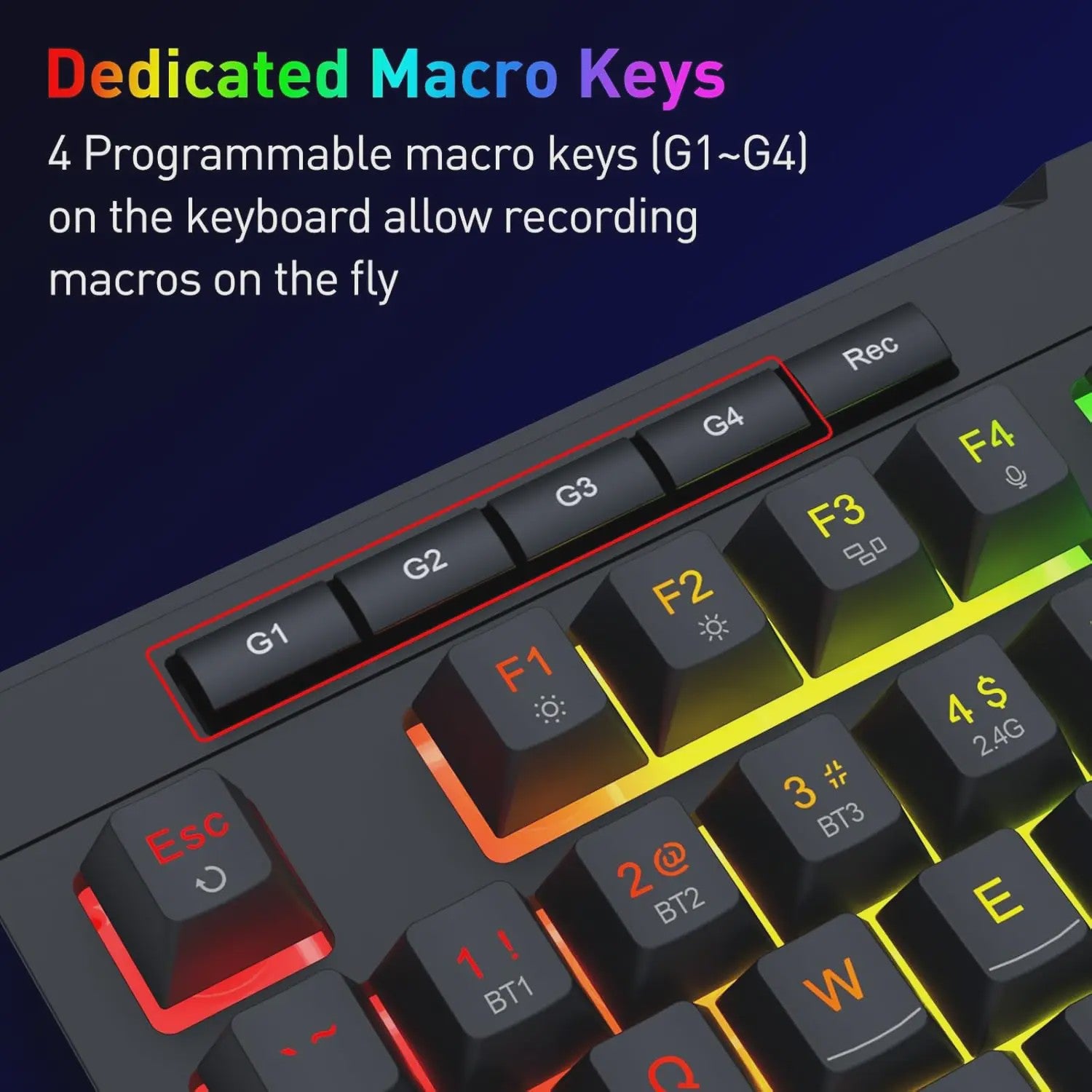 Redragon K525 PRO RGB Gaming Toetsenbord - Draadloos, Mechanisch Gevoel, Multimedia