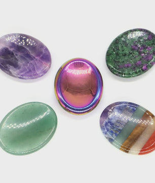 7 Chakra Kristallen Worry Stones - Ovalen Massage & Meditatie Edelstenen (35x45mm)