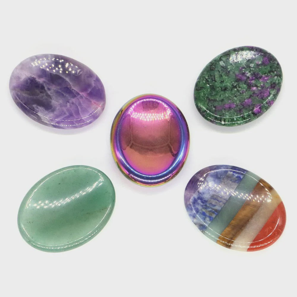 7 Chakra Kristallen Worry Stones - Ovalen Massage & Meditatie Edelstenen (35x45mm)