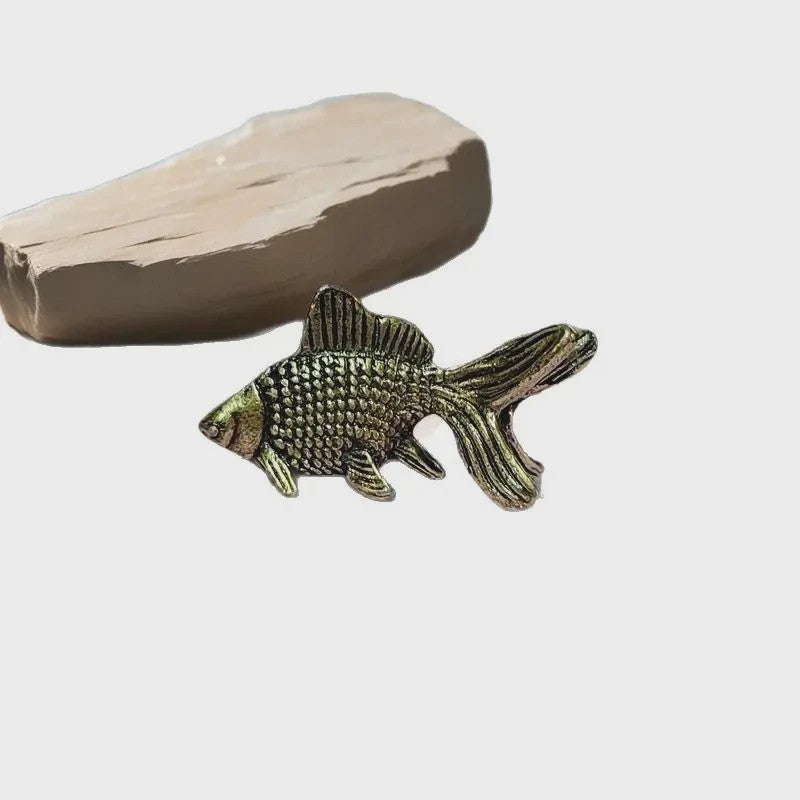 Retro Messing Goudvis Beeldjes - Miniatuur Decoratie & Leuk Cadeau