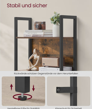 VASAGLE Industriële Boekenkast met Lade - 5 Lagen, Ladder Design, Staal Frame
