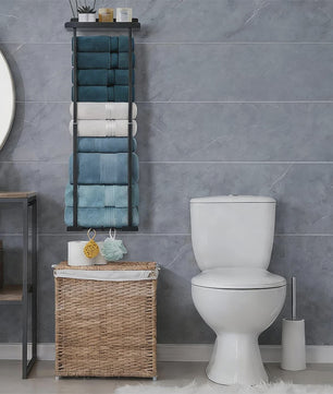 Verstelbaar Zwart Handdoekrek met Boven- en Onderplank - Ideaal voor Badkamer, Camper, Woonkamer & Sauna