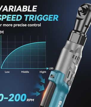 SEESII 21V Accu Ratelsleutel 3/8" 90Nm - Krachtig Elektrisch Gereedschap voor Autoreparatie met 2 Li-Ion Accu's