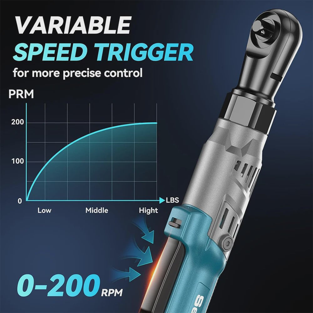SEESII 21V Accu Ratelsleutel 3/8" 90Nm - Krachtig Elektrisch Gereedschap voor Autoreparatie met 2 Li-Ion Accu's