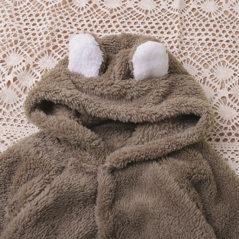 Schattige Baby Romper met Berenoren - Winter Jumpsuit voor Jongens & Meisjes