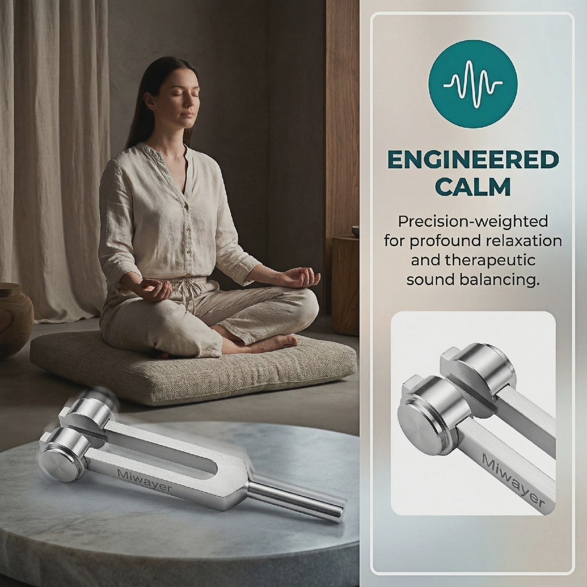 Miwayer Stemvork Set 128Hz, 256Hz, 512Hz met Hamer & Tas - Professionele Klanktherapie Instrumenten