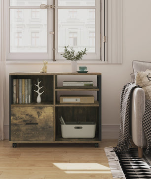 Mobiel Archiefkast Bureau met Wielen, Lades en Opbergvakken - Industrieel Design