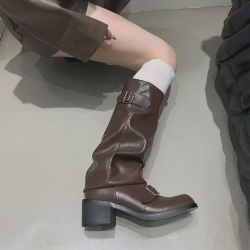 Dames Hoge Laarzen met Platform en Chunky Hak - Punk Gothic Rock Stijl