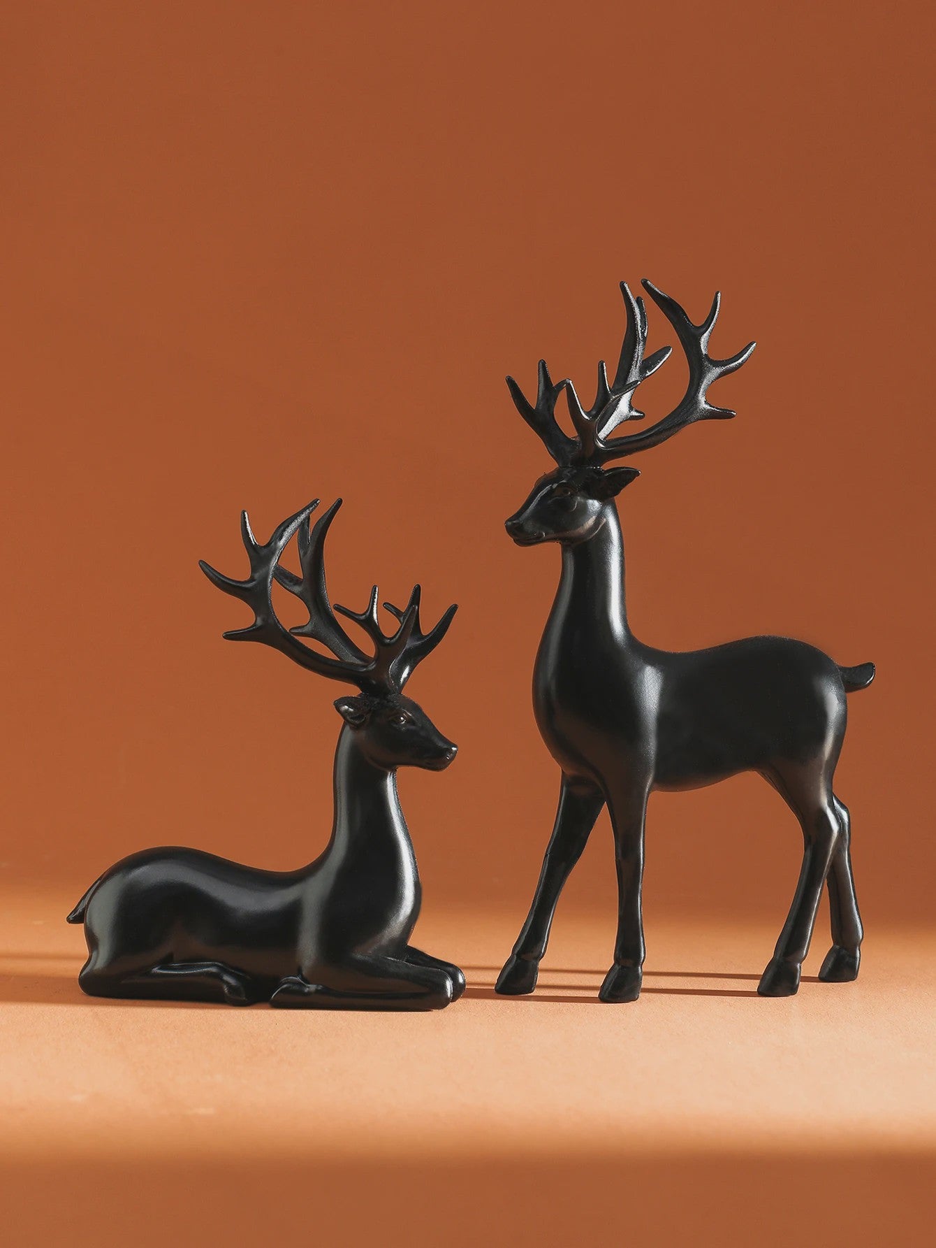 Set van 2 Kerst Herten Decoratie Beeldjes - Rustiek Tafeldecoratie
