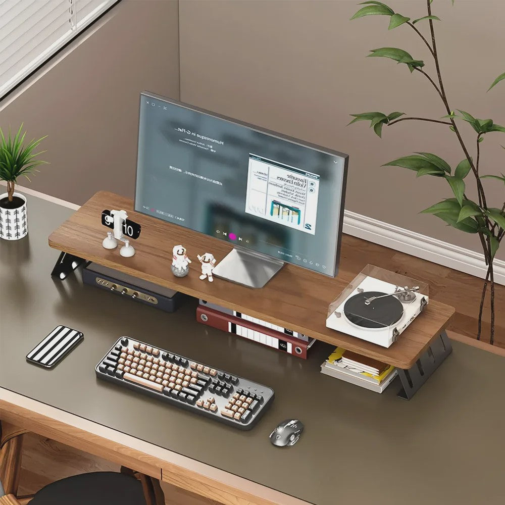 Houten Monitorverhoger met Opbergruimte - Ergonomische Bureau Organizer