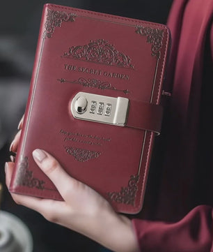 A5 PU Leder Dagboek met Cijferslot - Rood Vintage Notitieboek voor Geheimen & Cadeaus