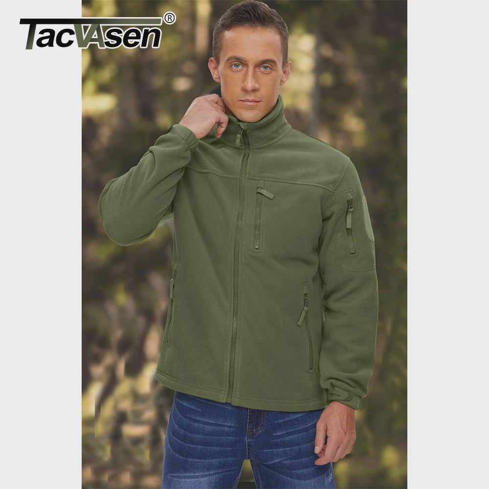 TACVASEN Heren Fleece Jas - Warm, Winddicht & Praktisch met Meerdere Zakken