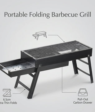 Opvouwbare Draagbare Barbecue met Aslade - Compact & Stabiel voor Camping & Picknick