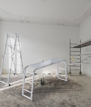6-in-1 Aluminium Multifunctionele Ladder met Platform - Verstelbaar & Inklapbaar