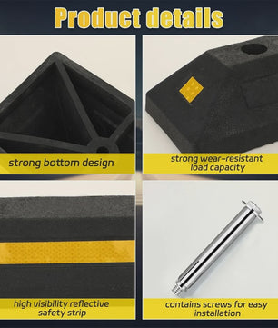 2x Heavy-Duty Wielstop Parkeerstopper met Reflecterende Strips - Veilige Parkeerhulp voor Garage & Oprit
