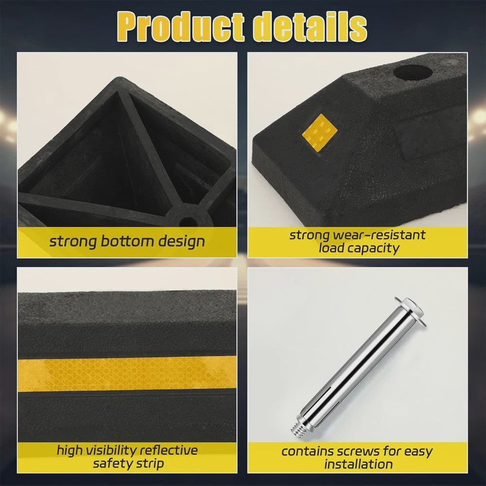 2x Heavy-Duty Wielstop Parkeerstopper met Reflecterende Strips - Veilige Parkeerhulp voor Garage & Oprit