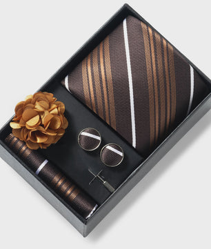 Luxe Heren Cadeauset: Strikdas, Zakdoek, Manchetknopen, Clip & Broche - Perfect voor Bruiloft & Feest