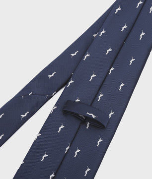Navy Blauwe Heren Stropdas met Golfspeler Patroon - 146cm