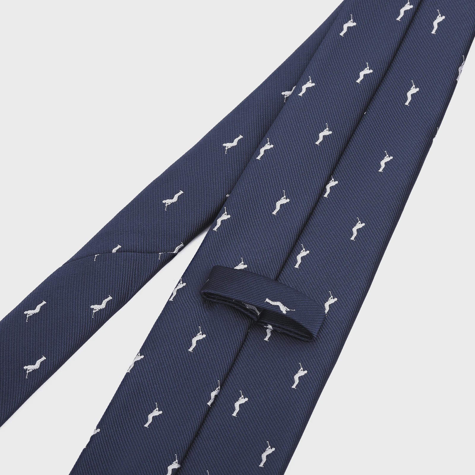 Navy Blauwe Heren Stropdas met Golfspeler Patroon - 146cm