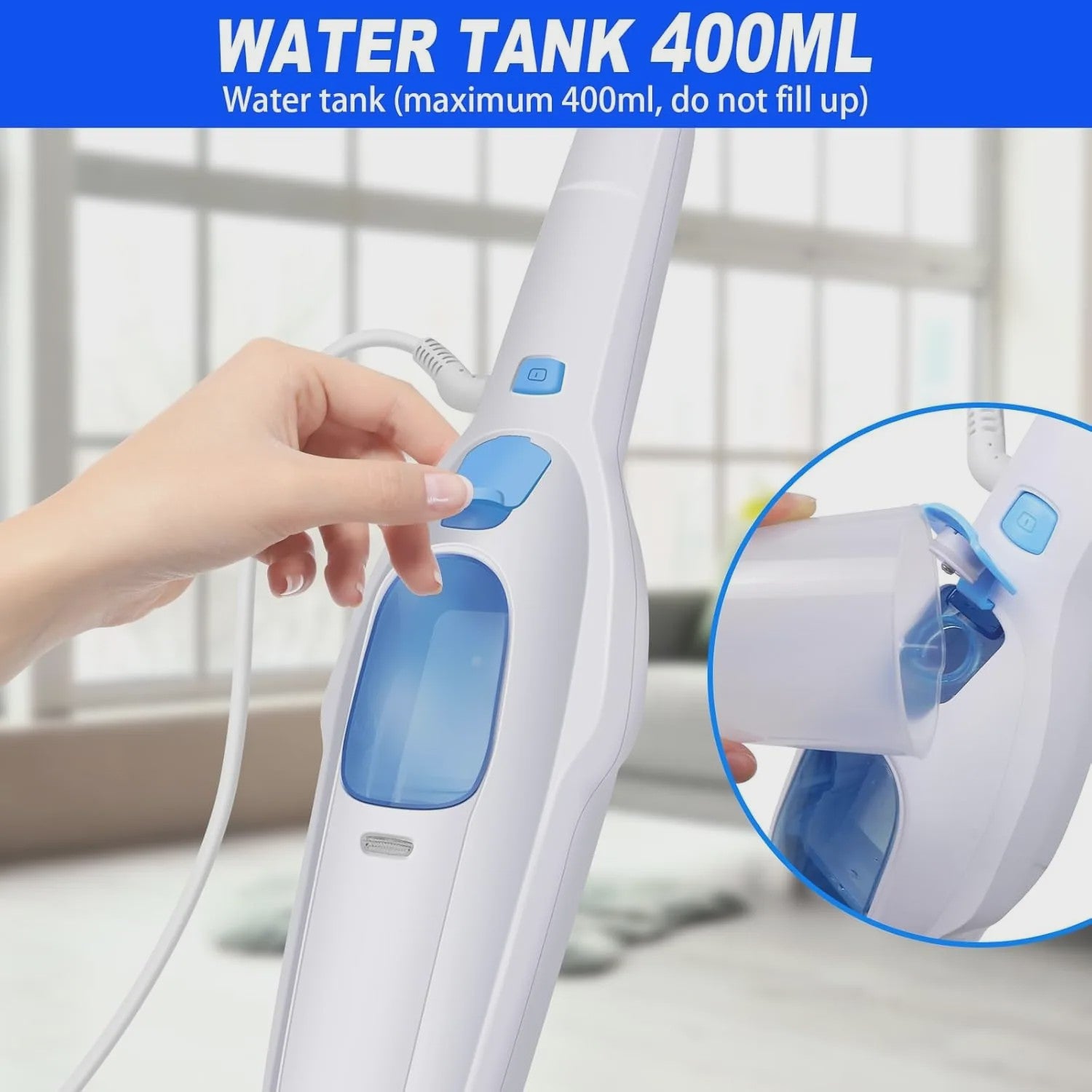 Krachtige Stoomreiniger 1500W - Vloer, Ramen & Tapijt Reiniger met Afneembare Handunit