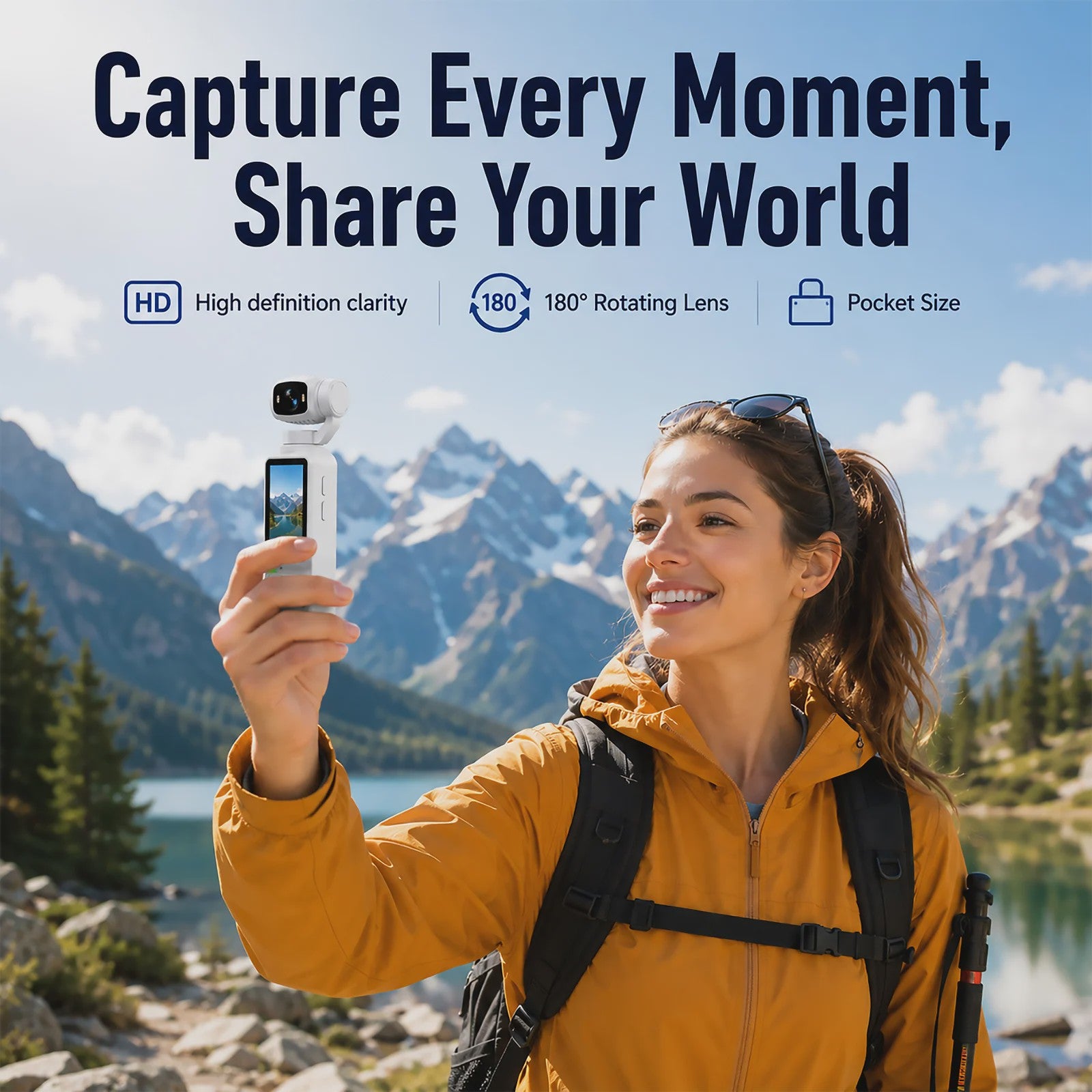 Ourlife 4K Action Camera met 180° Roteerbare Lens & 1.97" Scherm - Perfect voor Vlogs & Sport