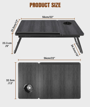 Opvouwbare Laptoptafel met 5 Hoogtestanden, Bekerhouder & Verstelbaar Bureau - Ideaal voor Bed, Bank of Balkon