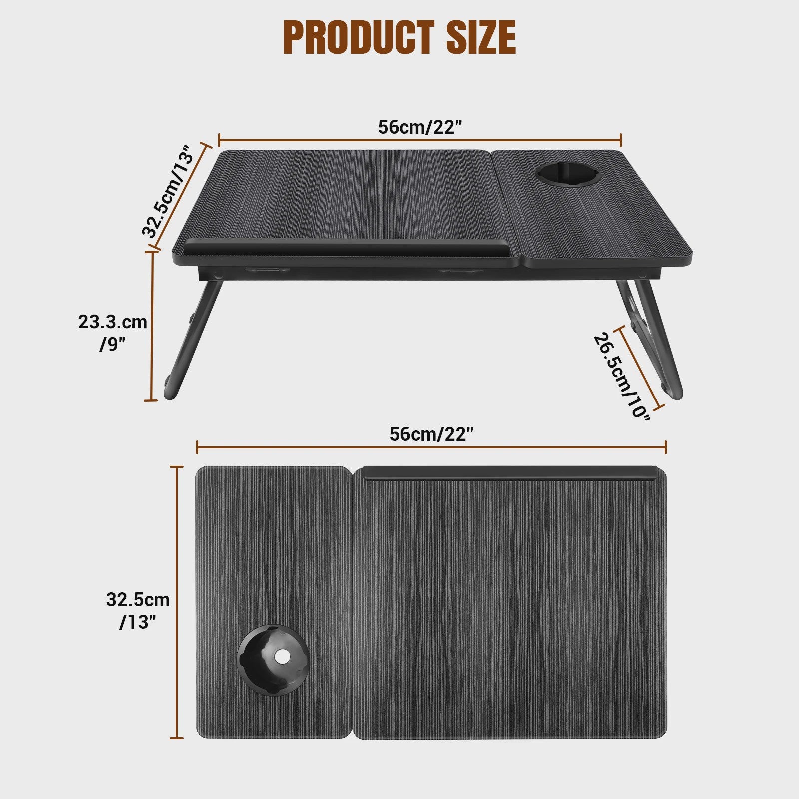 Opvouwbare Laptoptafel met 5 Hoogtestanden, Bekerhouder & Verstelbaar Bureau - Ideaal voor Bed, Bank of Balkon