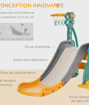 HOMCOM 4-in-1 Speeltoestel voor Kinderen: Glijbaan, Schommel & Basketbal