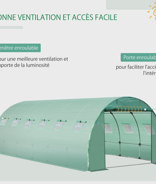 Outsunny Tunnelkas Hoes 6x3x2m - UV-bestendig, Waterdicht met 12 Ramen & Roldeur