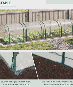 Outsunny Mini Tunnel Kas met Staalframe, UV-bescherming en 4 Roldeuren - 3.95m Lengte
