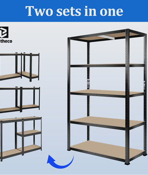 5-Laags Heavy Duty Metalen Stellingkast - 1000kg Draagvermogen - Boutloos Ontwerp - Verstelbare MDF Planken