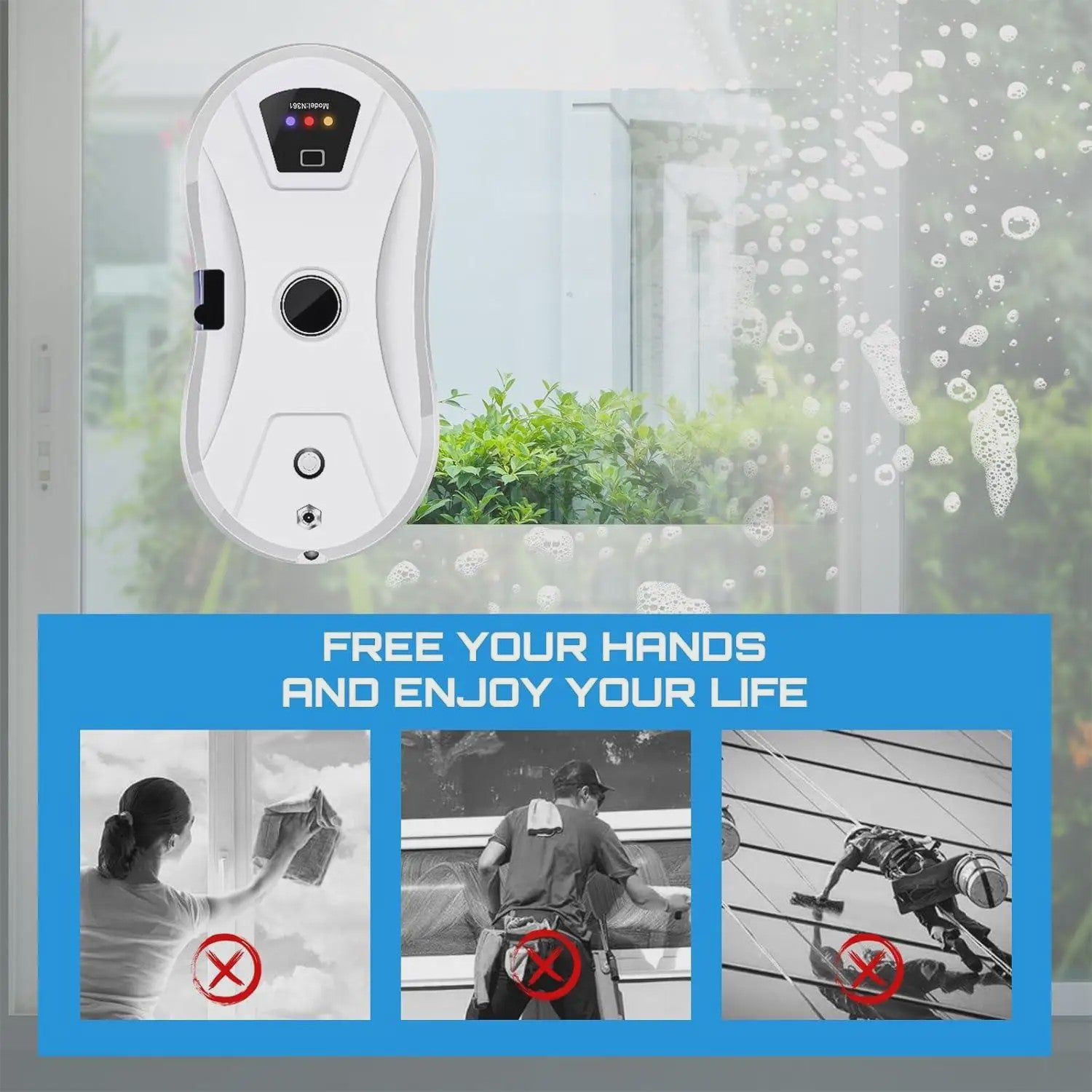 Intelligente Ramenwisser Robot met Krachtige 5600PA Zuigkracht - Automatisch, Anti-Drop, Afstandsbediend