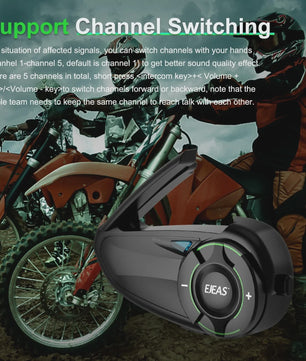 EJEAS Q8 Motorhelm Intercom Systeem - Bluetooth 5.1 Mesh 3.0, APP Bediening