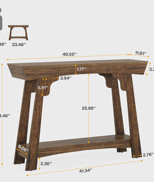 Houten Console Tafel met Opbergplank - Smalle Haltafel in Boerderijstijl