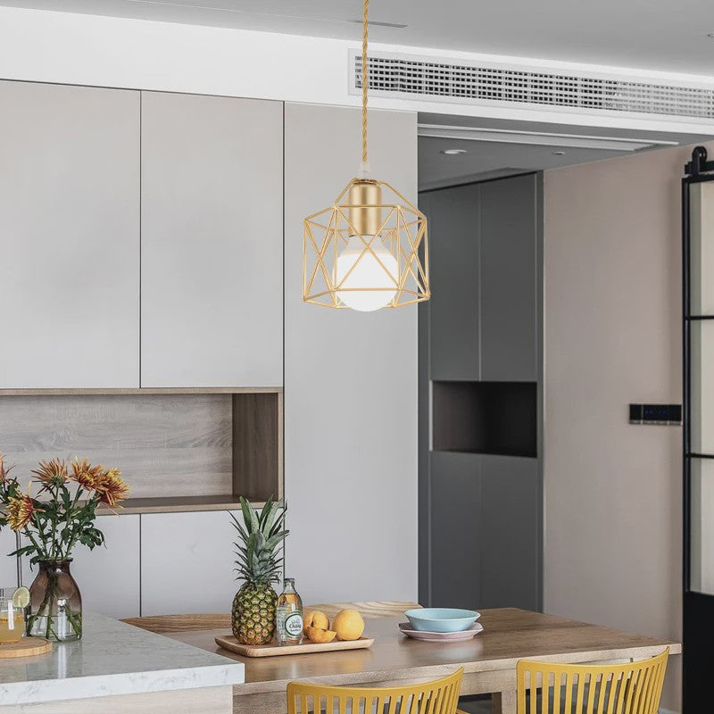 Moderne LED Hanglamp Goud/Zwart - Minimalistische Metalen Kooi Design