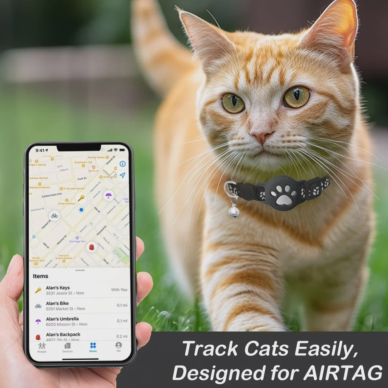 GPS Tracker Halsband voor Katten & Honden - Vind Je Huisdier Makkelijk Terug met Apple Find My Compatibiliteit