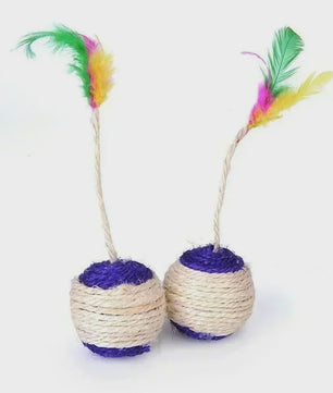 Interactieve Kattenkrabbal met Veren - Sisal Speelgoed voor Kitten