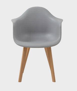 Set van 2 Retro Moderne Eetkamerstoelen met Armleuningen - Kunststof & Beukenhout