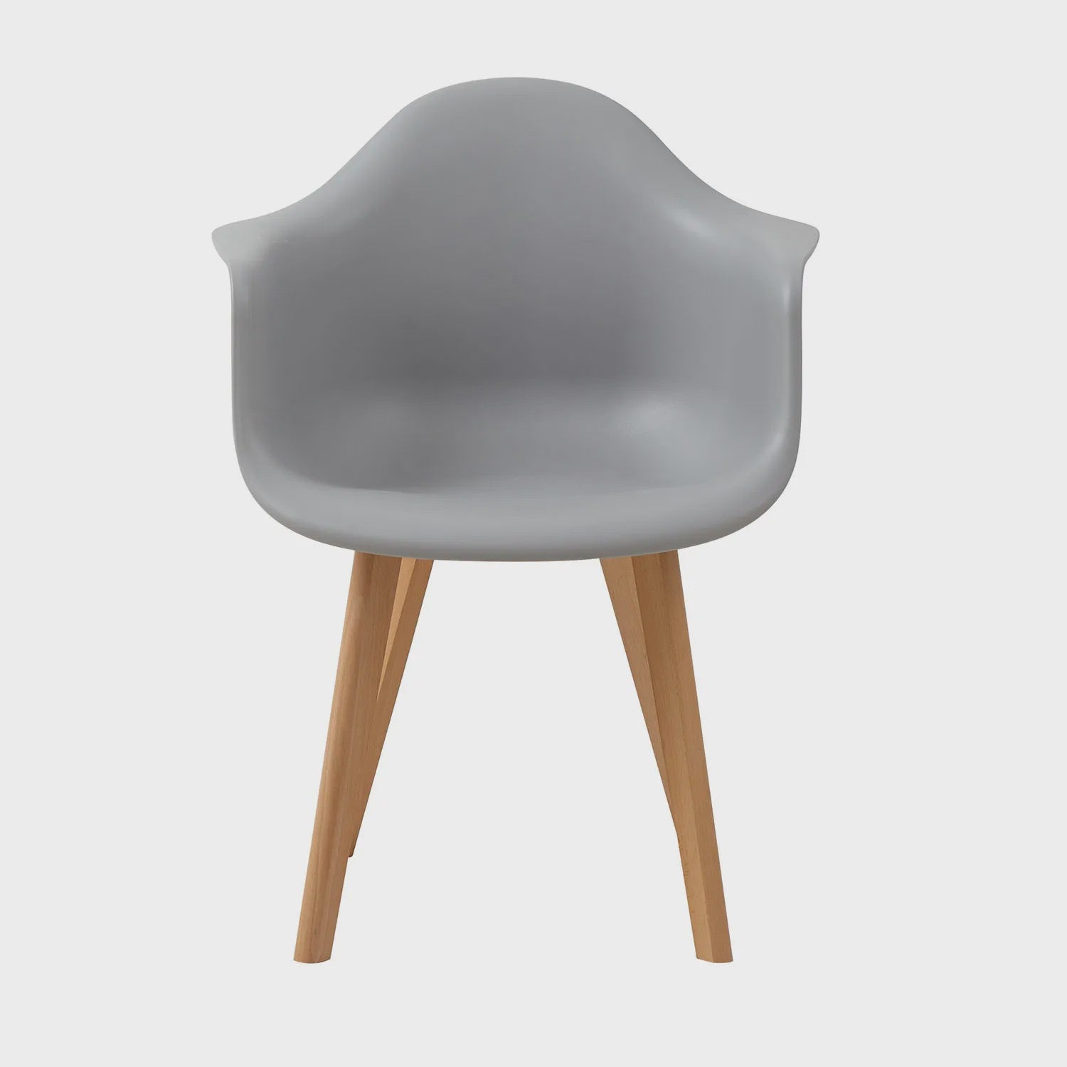 Set van 2 Retro Moderne Eetkamerstoelen met Armleuningen - Kunststof & Beukenhout