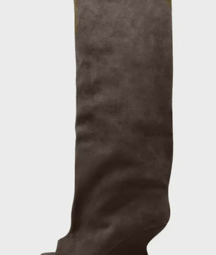Dames Laarzen met Peep-toe, Hoge Schuine Hak en Kniehoge Schacht - Zomer/Lente Collectie