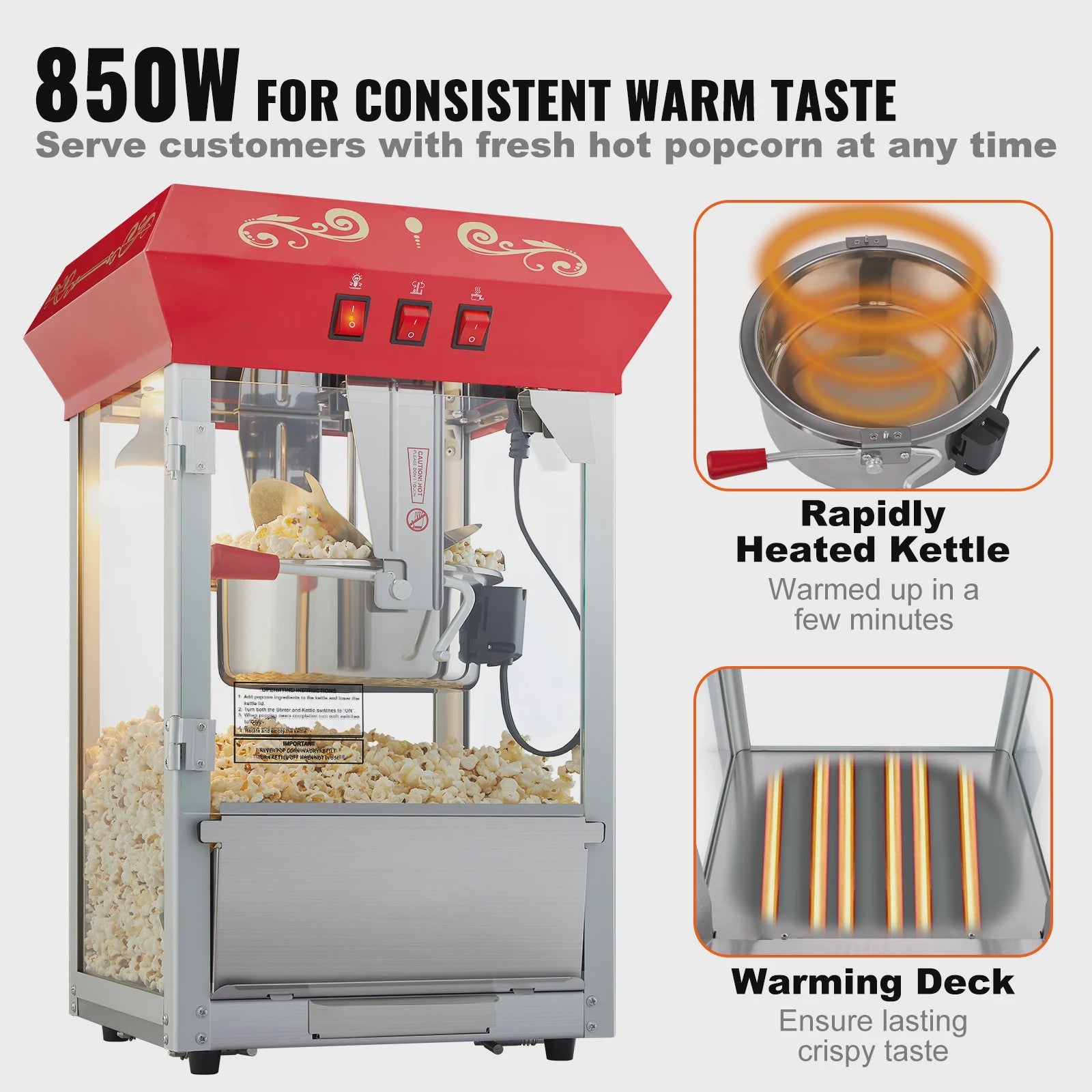 Professionele Popcorn Machine 8oz - Snel & Makkelijk Popcorn Maken
