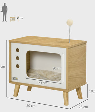 Pawhut Kattenmand in Retro TV-Design met Zachte Kussens - 50x28x43 cm
