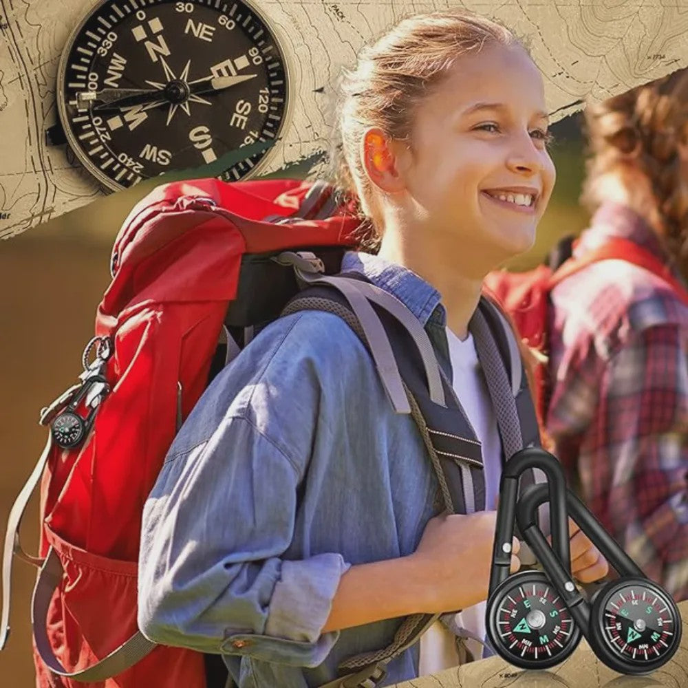 3-in-1 Kompas & Thermometer Carabiner Clip - Outdoor Survival Sleutelhanger