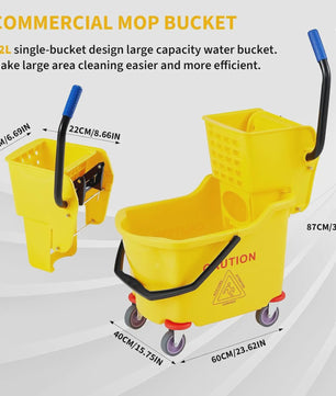 Professionele Dweilemmer met Wringer en Wielen - 32L Capaciteit