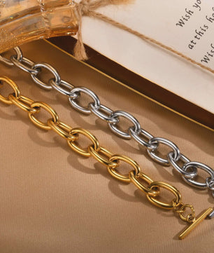 Gouden Chunky Schakelarmband met OT Sluiting - Roestvrij Staal, Aanslagvrij